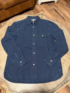 Madewell Women’s Navy Pinstripe Button-Up Blouse